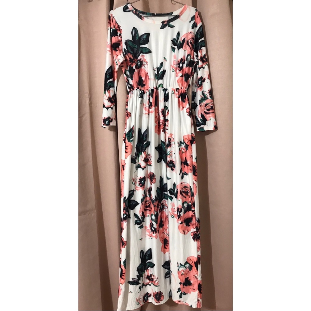 White floral maxi dress